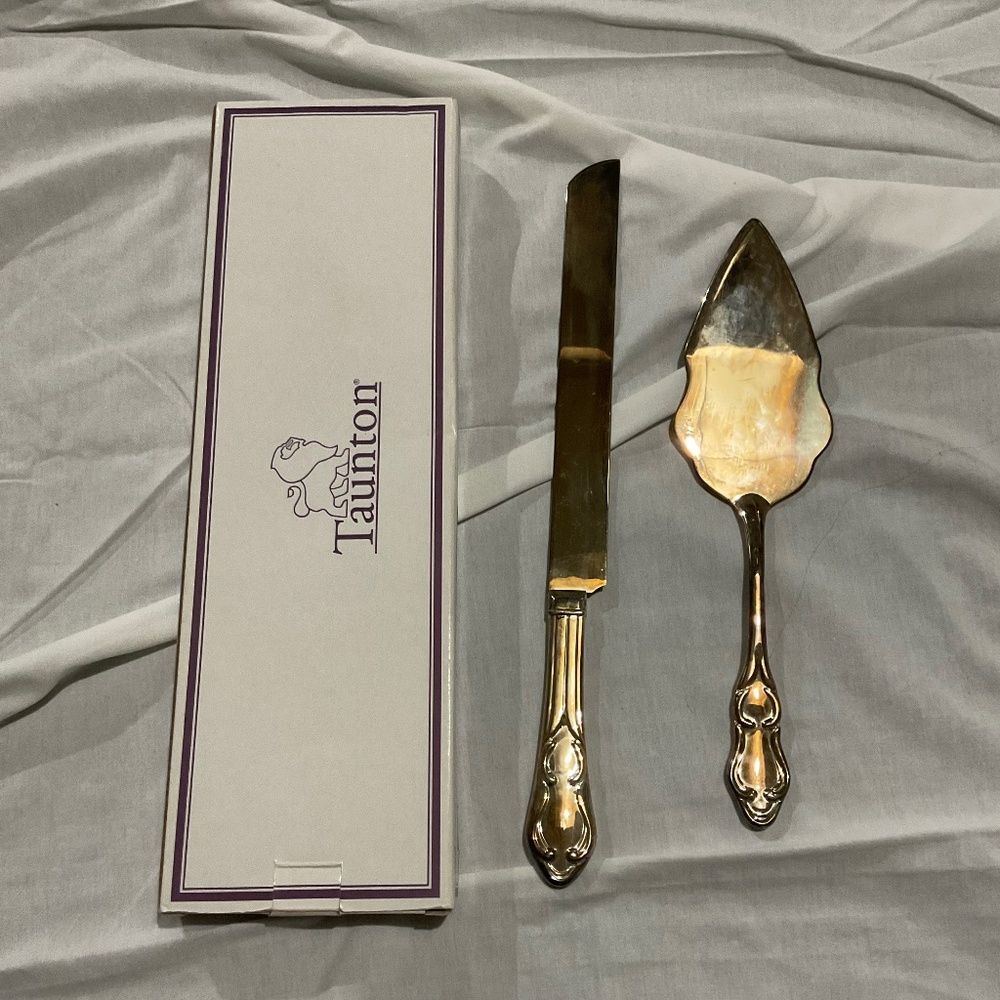 Silver-Plated Cake Knife and Server Set